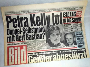Bildzeitung vom 20.10.1992 * Petra Kelly tot * 24. 25. 26. Geburtstag - Picture 1 of 1