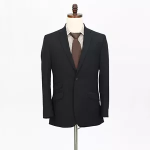 Kenneth Cole 38R Black Sport Coat Blazer Jacket Solid 2B Wool - Picture 1 of 11