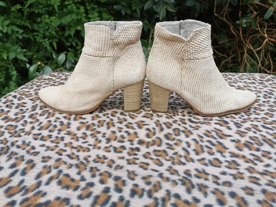 Bottines cuir Manfield beige motif peau de serpent UK 5 EU 38 - Photo 1/4