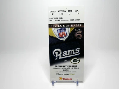 10-19-03 2003 Green Bay Packers St. Louis Rams Ticket Stub Holt 2 Td Brett Favre - Image 1 of 2