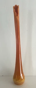 Vintage 19-1/4" LE Smith bittersüße orangefarbene Dominion Muster Glas geschwungene Vase - Bild 1 von 6