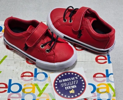 Polo Ralph Lauren Edmund II Shoes Toddler Size 7 Red White Hook & Loop Sneakers - Image 1 of 4