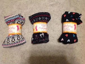 Faded Glory Girls 2-pk. Fleece-Lined Leggings; 1 Printed 1 Black Soot, Sz S or M - Picture 1 of 8