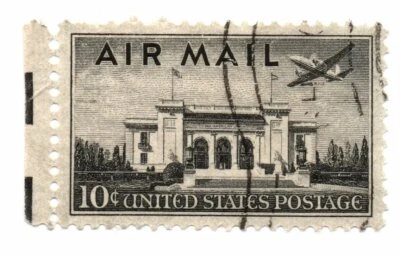 US Stamp Scott C34 Air Mail Pan-American Building Used 10c 1947 (a10) - Image 1 of 2