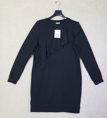 PALM ANGELS Abito donna Love Fire grande nero pile manica lunga maglione vestito mini