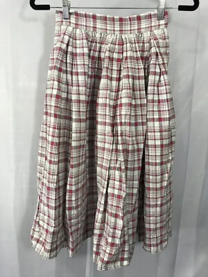 Fashion Plaid Girls Skirt Girls Waist Size 20" Red White Gray Pleated Below Knee - Image 1 of 4