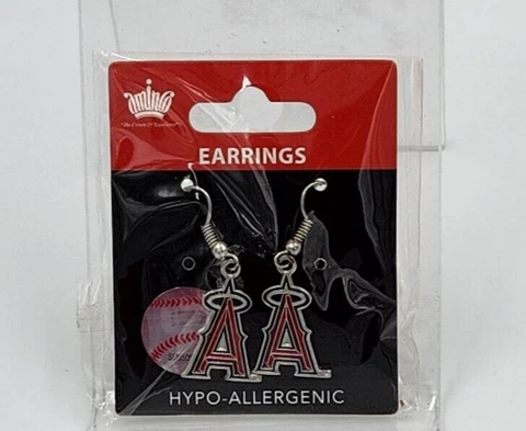 Los Angeles Angels of Anaheim MLB Team Logo Licensed Dangle Style Earrings Cover
