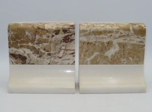 VINTAGE ALABASTER STONE ART DECO STYLE BOOKENDS PAIR (5.5" x 5.5") - Picture 1 of 4
