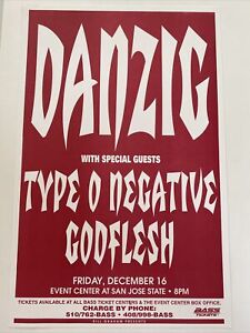 Danzig Type O Negative Original Concert Poster San Jose State 1990’s