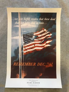 Vintage WW2 Poster "REMEMBER DEC 7TH! Pearl Harbor 60th Commemeration - Picture 1 of 3