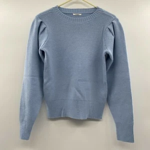 Tularosa Women's Light Blue Crew Neck Pullover Sweater Puff Sleeve Size S - Picture 1 of 4