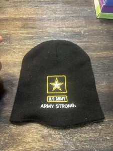 U.S. Army Strong GO ARMY One Size Black Beanie Style Knit HAT Made In uSA - Bild 1 von 3