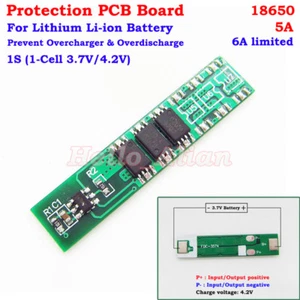 1S 5A BMS PCB Protection Board for 18650 Li-ion Lithium Battery Cell 3.7V 4.2V - Picture 1 of 5