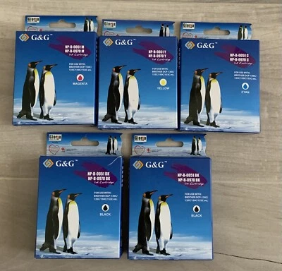 NUEVO (5) Cartuchos de tinta G&G Brother DCP-130C/135C/150C/153C negro amarillo magenta Foto 1 de 2