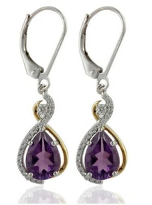 Dangling two tone Amethyst earrings - Picture 1 of 5