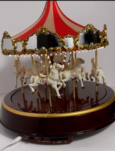 Luces blancas animadas de caballos Mr. Christmas Carousel vintage - Imagen 1 de 6