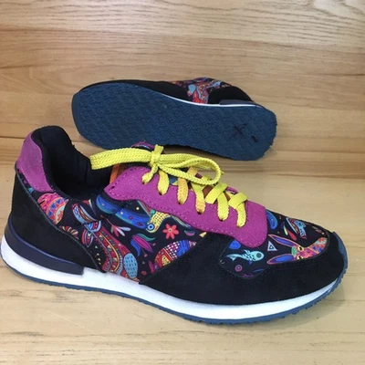 Inkkas Mujer 11 Hombre 9 Negro Floral Parte Superior Baja Tenis Cuero Textil México Foto 1 de 4