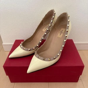 VALENTINO GARAVANI Pumps Studded High Heels Size:40/JP:26 Enamel 129500K Authen - Picture 1 of 7