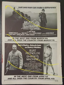 half-page cinema film adverts - MAD MAX 2, HALLOWEEN II, SHARKY'S MACHINE, REDS - Picture 1 of 5