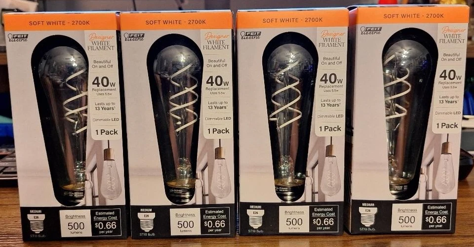 4-Pack Feit Electric Vintage Edison LED Light Bulb 40W Equivalent ST19 2700k - Image 1 of 1