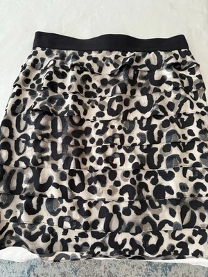Alfani Skirt Womens 16 Black & Tan Leopard Print Tiered E55 - Image 1 of 4
