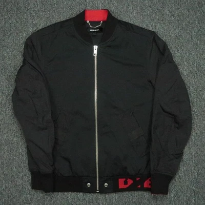 Diesel Jacket Mens Medium Black Bomber Moto Biker Racer Full Zip Pockets - Image 1 of 4