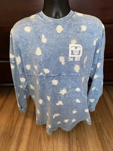 Walt Disney World Spirit Jersey Adult Large Blue Denim Bleach Stone Wash Puff - Picture 1 of 7