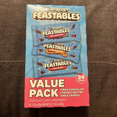 Mr Beast Feastables молочный хруст шоколад арахисовое масло ценная упаковка 24 батончика 8/2025 - Изображение 1 из 4
