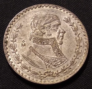 1958 Mexiko Peso XF AU original getönte Morelos große Silbermünze Welttyp - Bild 1 von 2