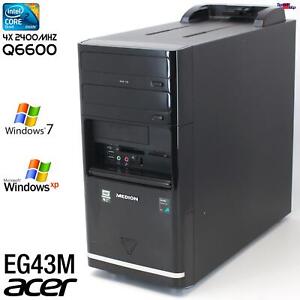 PC Computer Acer G43T EG43M Intel Core 2 Quad Q6600 Windows XP 4GB DDR3 80