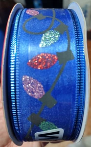BLUE RIBBON SPARKLING HOLIDAY LIGHTS WIRE EDGE 1.5" WIDE 30' LONG - SPOOL - Picture 1 of 1