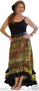 black brown lime batik skirt maxi style OS M L XL 1X 2X - Picture 1 of 1