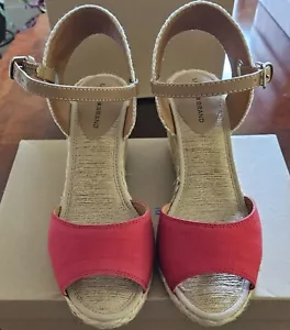 Sandali espadrillas tessuto strutturato rosso "kYNDRA" MARCA FORTUNATA "kYNDRA" TACCO 3" 9M NUOVI CON SCATOLA - Foto 1 di 12