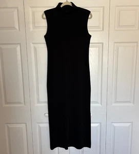 Exclusively Misook Dress Women's XS Black Turtleneck Midi Knit Side Slit - Picture 1 of 13
