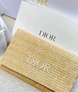 Christian Dior Clutch Pouch Bag Case rattan beige Not sold Store rare hand bag