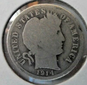 1914 D Barber Silver Dime, (14DAC1) - Picture 1 of 5