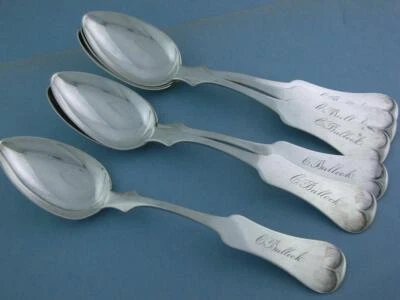 6 cucharas de plata para monedas tempranas de 7 3/8" WILLIAM A POINDEXTER Lexington KY c1800's Foto 1 de 4