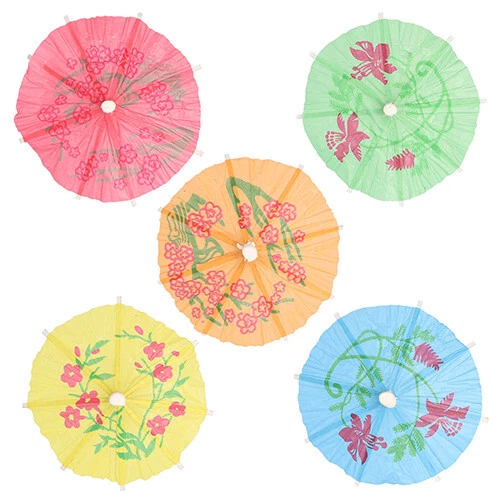 144 Deko - Picker 10 cm farbig sortiert " Eisschirmchen " Eisdeko Cocktaildeko - Bild 1 von 1