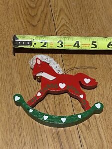 red rocking horse christmas ornament