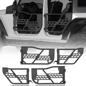 Open-Air Steel Front & Rear Half-Door Guards For 2007-2018 Jeep Wrangler JK 4Dr - Picture 1 of 15