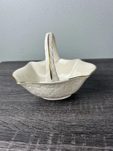 Vintage Lenox Porcelain Sans Souci Basket Candy Dish Hand Decorated 24k Gold 6" - Picture 1 of 8