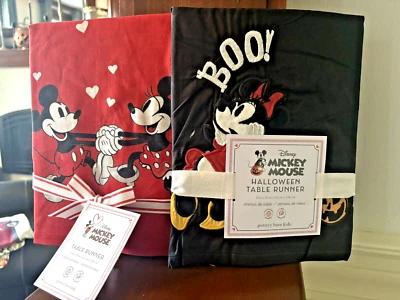Disney Pottery Barn Mickey Mouse Holiday Table runner party halloween SET 2 / - Image 1 of 4