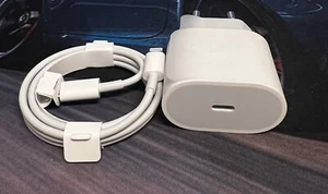 Original Apple 18W Power Adapter iPhone 12 Pro Lightning USB C Kabel Ladegerät - Zdjęcie 1 z 2