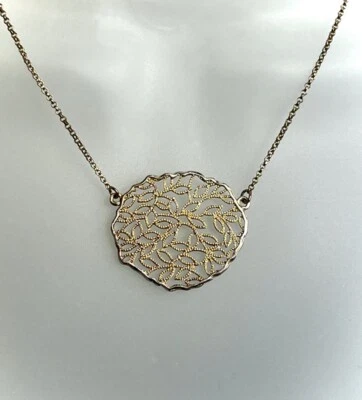Collar Colgante Filigrana Oro Plata Vintage Declaración Cóctel Delicado Floral Foto 1 de 4
