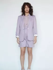 Christine Alcalay Jacket Blazer Cotton Twill Lavender Purple Size 4 - Picture 1 of 5