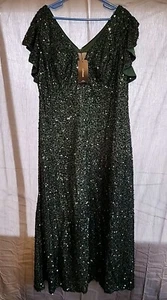 Giffniseti - FMG546-1 - Plus Butterfly Sleeve Sequin Formal Dress - Green - 3XL - Picture 1 of 5