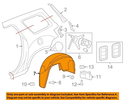 Protector protector contra salpicaduras interior derecho GMC GM OEM Acadia guardabarros trasero 22817687 Foto 1 de 2