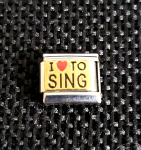 I ❤️ TO SING Italian Charm Link Stainless Steel Enamel 9mm Uberry Brand - Picture 1 of 3