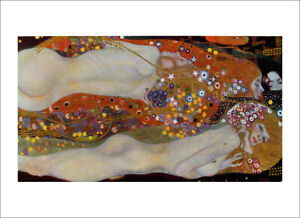 Klimt - Water Serpents, The Friends - fine art print poster - WITH BORDER
