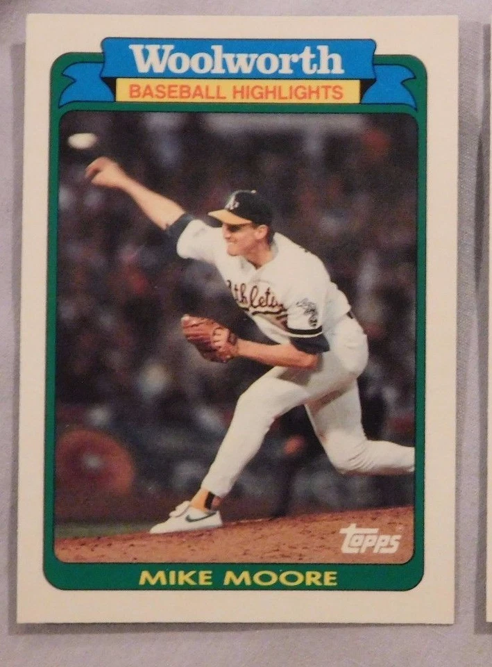 1990 Woolworth Baseball Highlights Mike Moore A's Baseball Card  - Image 1 of 1